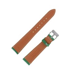 Bracelet de Montre 18mm Style Hermès en Cuir de Luxe Vert Fait à la Main