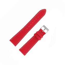 Bracelet de Montre 19mm Rouge en Cuir Véritable Fait Main