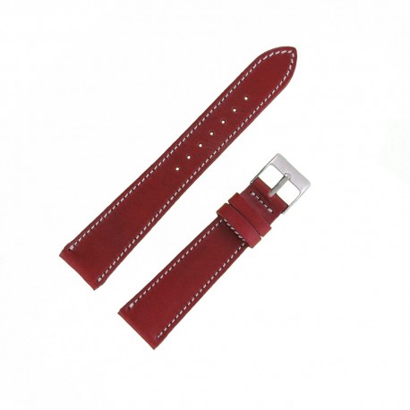 Bracelet de Montre 18mm Style Hermès en Cuir de Luxe Cerise