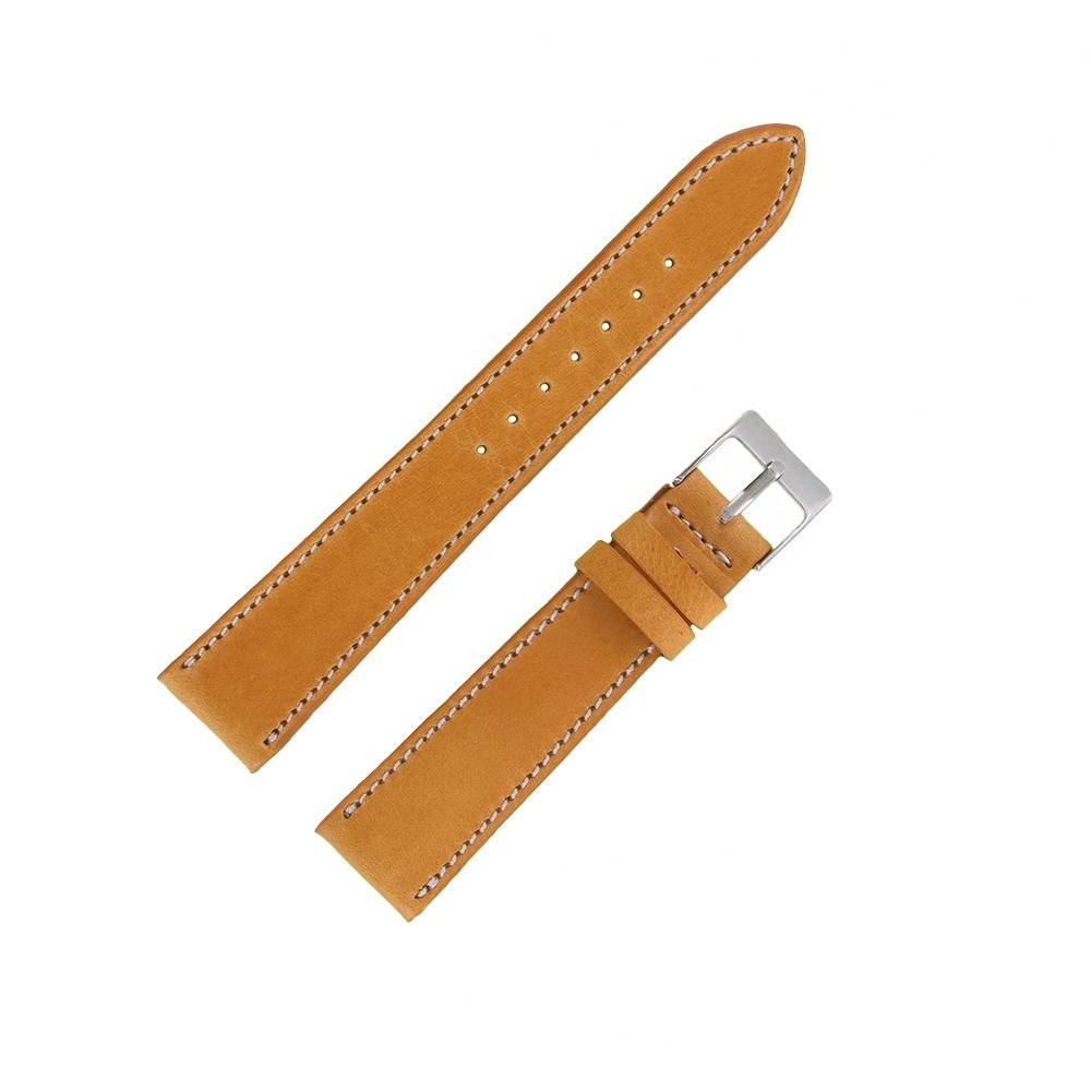 Bracelet de Montre 19mm Jaune en Cuir Véritable Fait Main Bracelet de Montre 19mm Jaune en Cuir Véritable Fait Main