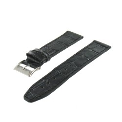 Bracelet de montre 22mm Noir en Cuir Veau Gaufré Alligator