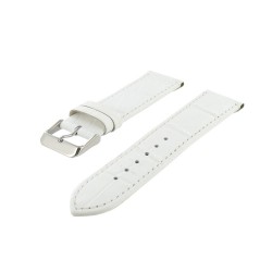 Bracelet de montre 22mm Blanc en Cuir de Veau Gaufré Alligator