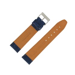 Bracelet de montre 22mm Bleu en Cuir de Veau Gaufré Alligator