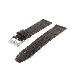 Bracelet de montre 22mm Noir en Cuir Veau Gaufré Alligator