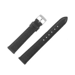 Bracelet de Montre 16mm Noir en Cuir Gaufré Lézard