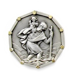 Médaille Magnétique de Saint Christophe Argentée Patron des voyageurs