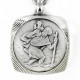 Porte clés médaille de Saint Christophe Carré et Diamanté Argenté .Fabrication Française 