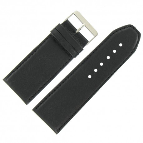 Bracelet de Montre 30mm Noir en Cuir Véritable EcoCuir Fabrication Artisanale