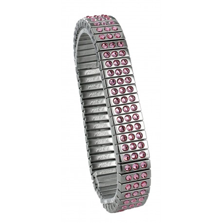 Bracelet Fantaisie en Acier Elastique avec Cristaux Rose Swarovski