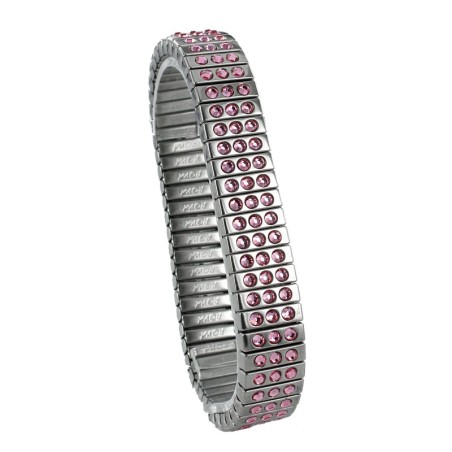 Bracelet Fantaisie en Acier Elastique avec Cristaux Rose Swarovski