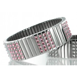 Bracelet Fantaisie en Acier Elastique avec Cristaux Rose Swarovski