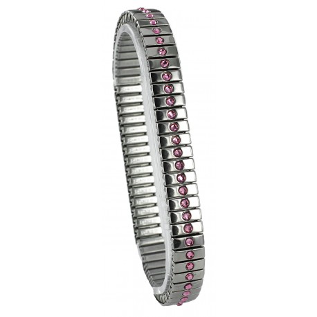 Bracelet Fantaisie en Acier Elastique avec Cristaux Rose Swarovski