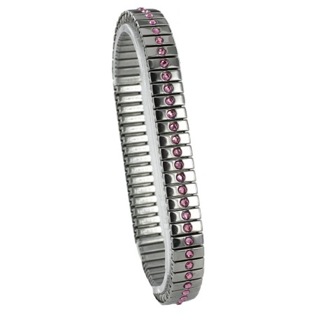 Bracelet Fantaisie en Acier Elastique avec Cristaux Rose Swarovski