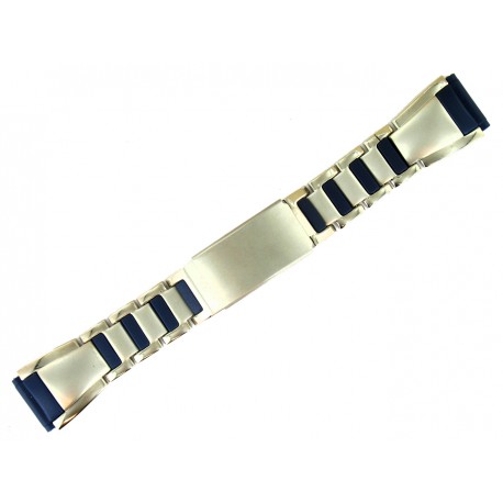 Bracelet de montre 20mm Bleu Métal et PVC avec Boucle déployante
