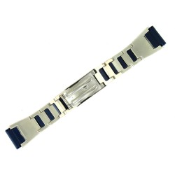 Bracelet de montre 20mm Bleu Métal et PVC avec Boucle déployante