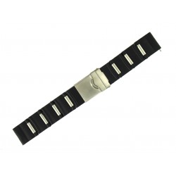 Bracelet de montre 20mm en Métal et PVC Noir avec Boucle déployante de Sureté