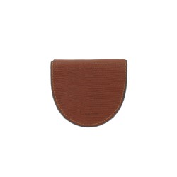 Cuvette Porte Monnaie Marron Doré en Cuir Véritable Fabrication Artisanale Française