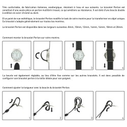 Bracelet de montre 14mm Noir en Nylon Perlon Boucle Dorée