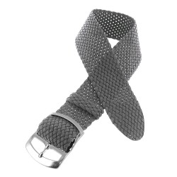 Bracelet de Montre 18mm Gris Perlon en Nylon Tressé Fabrication Artisanale