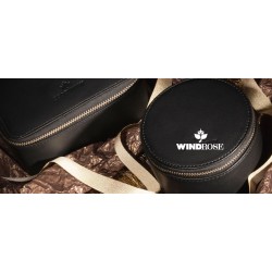 Trousse à Manucure en Cuir Noir Grainé Beluga Windrose