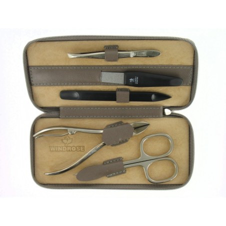 Trousse à Manucure en Simili Cuir Taupé Merino Windrose