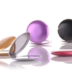 Miroir De Poche Rond Double Pliant 2 Faces Violet Effet Nacré