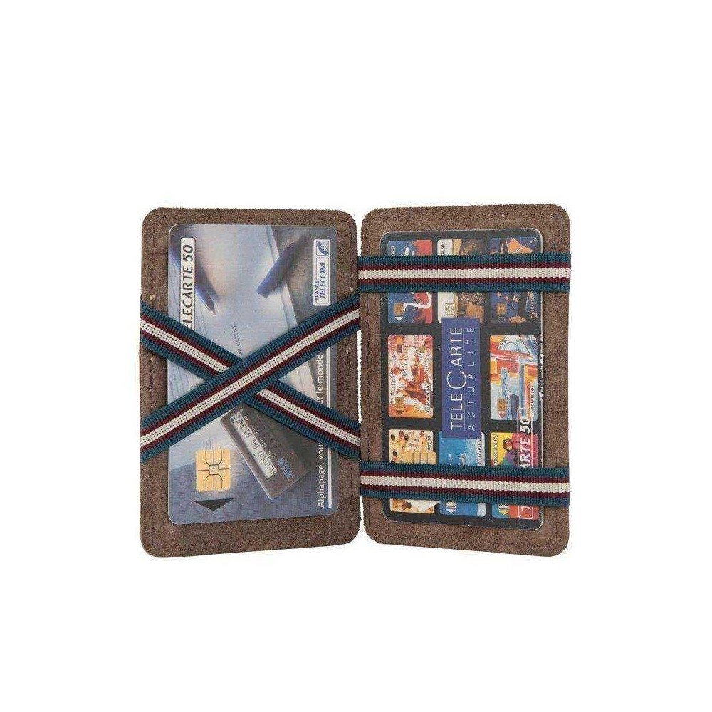 Porte-Carte Magique Porte-Monnaie en Cuir Marron Rubre