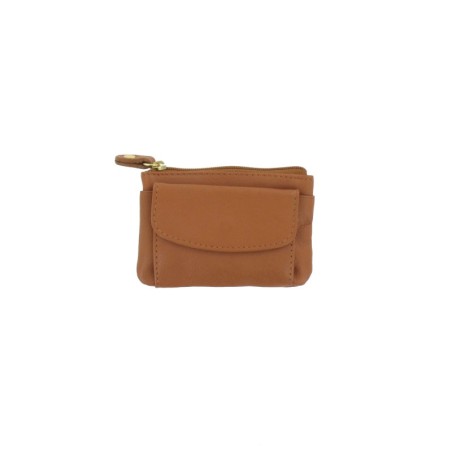 Porte-Monnaie en Cuir Marron Doré avec Pochette 95x70mm