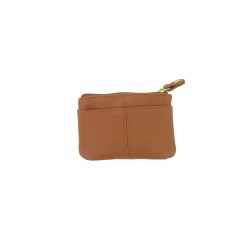 Porte-Monnaie Marron Doré en Cuir Véritable