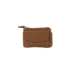 Porte-Monnaie en Cuir Véritable Marron 95x70mm