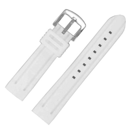 Bracelet de Montre 20mm Blanc Sports en Silicone Rubber