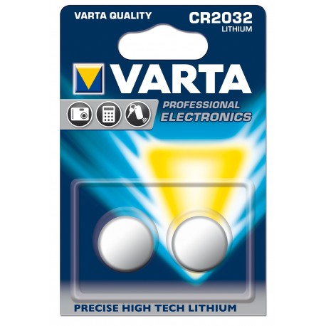 Blister de 2 Piles Bouton CR2032 Lithium 3Volts Varta Professional