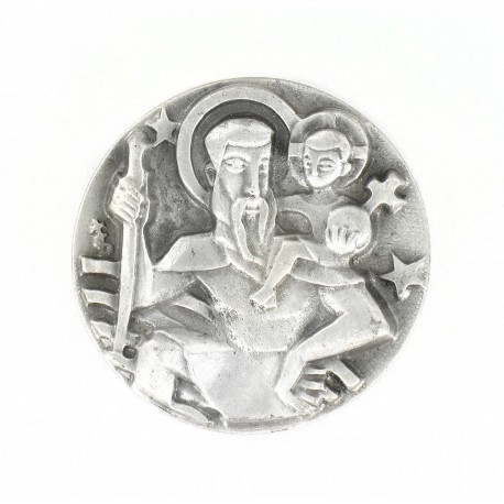 Médaille magnétique Argenté de Saint Christophe. Fabrication Artisanale Française 
