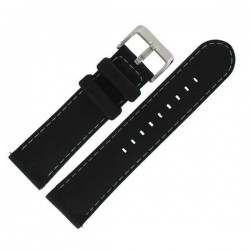 Bracelet de montre en silicone Rubber anallergique 24mm Noir