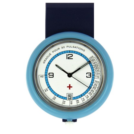 Montre Infirmière Plastique Bleu à CLIP Fabrication Française