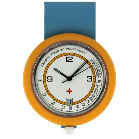 Montre Infirmière Plastique Orange à CLIP Fabrication Française