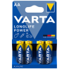 4 Piles Alcalines LR06 - AA – 1,5V Varta Longlife Power en Blister