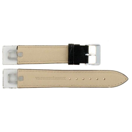 Bracelet de Montre 20mm Noir pour Anses Soudées en Cuir Véritable