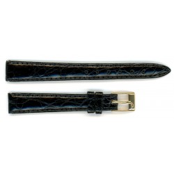 Bracelet de Montre 12mm Noir en Crocodile Véritable Fabrication Artisanale