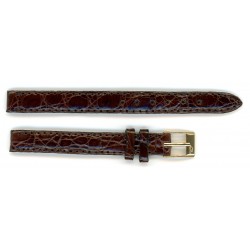 Bracelet de Montre en Cuir Crocodile Véritable 10mm Noir Fabrication Européenne