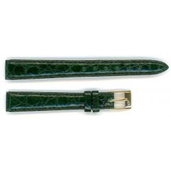 Bracelet de Montre 12mm Vert en Cuir Crocodile Véritable Fabrication Artisanale