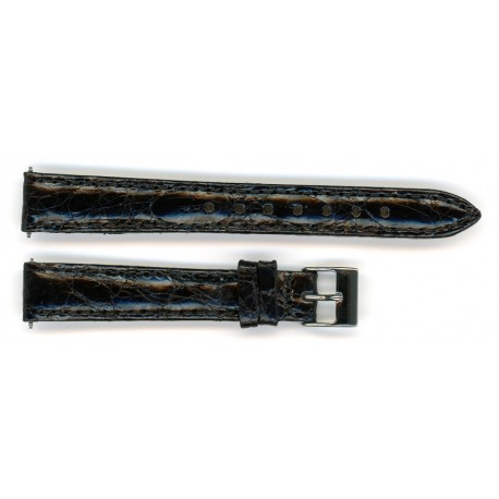 Bracelet de Montre 14mm Noir en Crocodile Véritable Fabrication Artisanale
