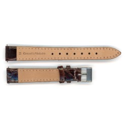 Bracelet de Montre 14mm Marron en Crocodile Véritable Fabrication Artisanale