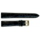 Bracelet de Montre 16mm Noir en Crocodile Véritable Fabrication Artisanale