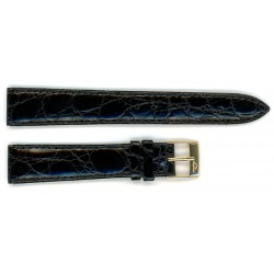 Bracelet de Montre 16mm Noir en Crocodile Véritable Fabrication Artisanale
