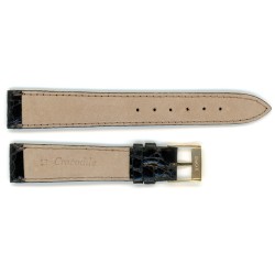 Bracelet de Montre 16mm Noir en Crocodile Véritable Fabrication Artisanale