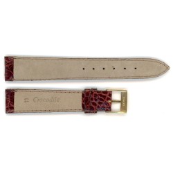 Bracelet de Montre 16mm Bordeaux en Crocodile Véritable Fabrication Artisanale