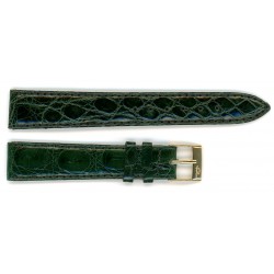 Bracelet de Montre 16mm Vert en Crocodile Véritable Fabrication Artisanale