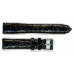 Bracelet de Montre 18mm Noir en Crocodile Véritable Fabrication Artisanale