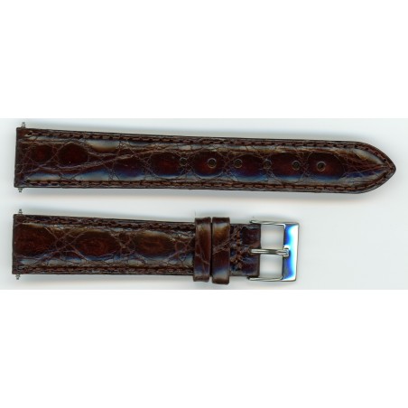 Bracelet de Montre 18mm Marron en Crocodile Véritable Fabrication Artisanale